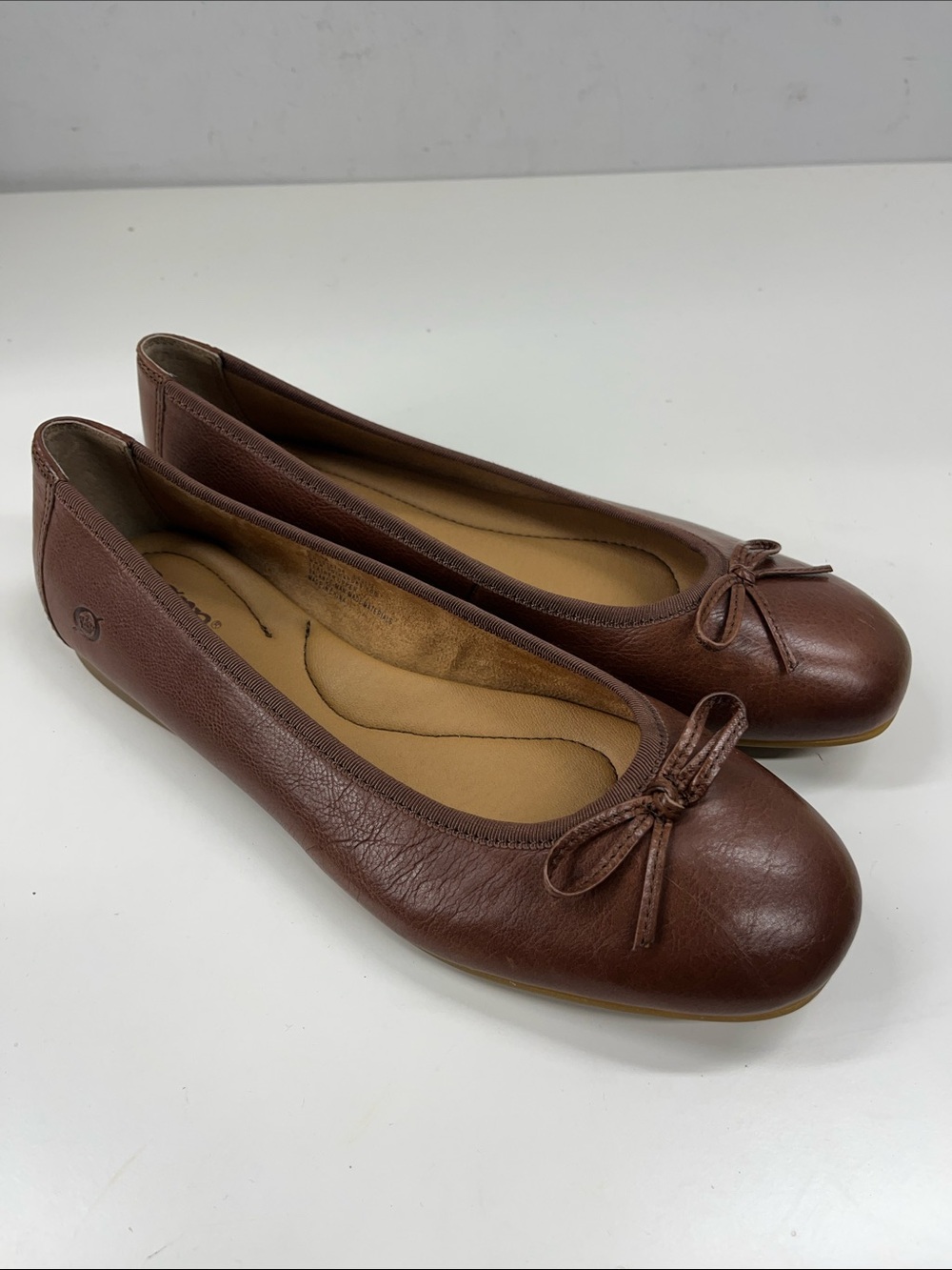 New Born Brin Ballet Flats In Brown Leather Size 8.5